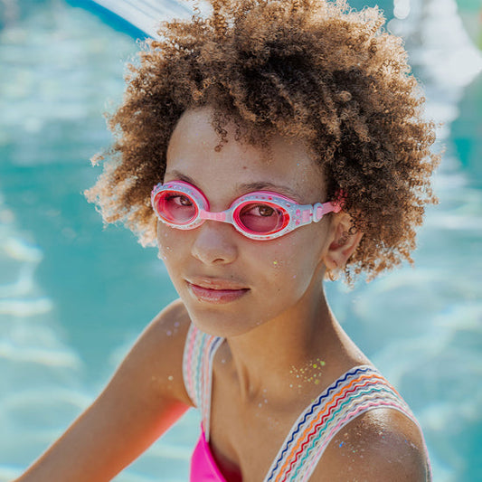 Pearl White Beautiful Bows Girl Kids' Swim Goggles