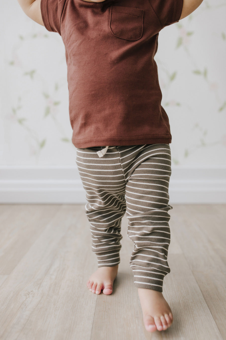 Organic Cotton Fine Rib Leo Pant - Canteen Mini Stripe