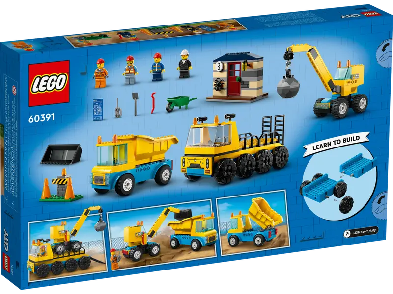 60391 Construction Trucks and Wrecking Ball Crane