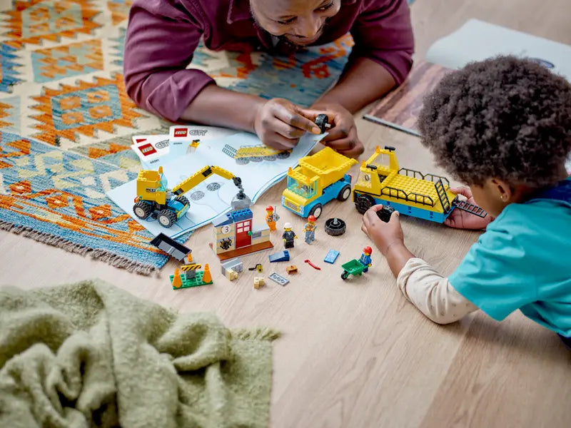 60391 Construction Trucks and Wrecking Ball Crane