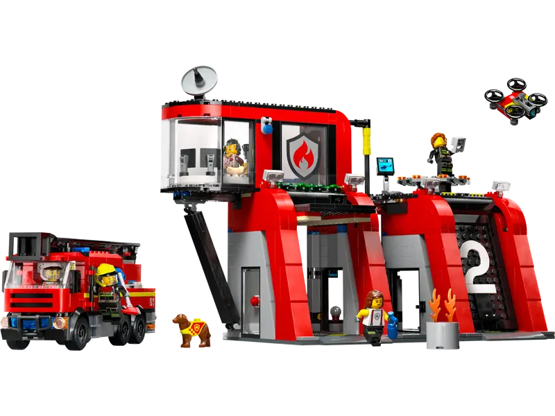 60414 Fire Station with Fire Truck