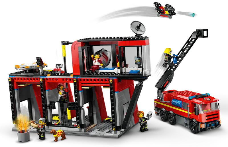 60414 Fire Station with Fire Truck