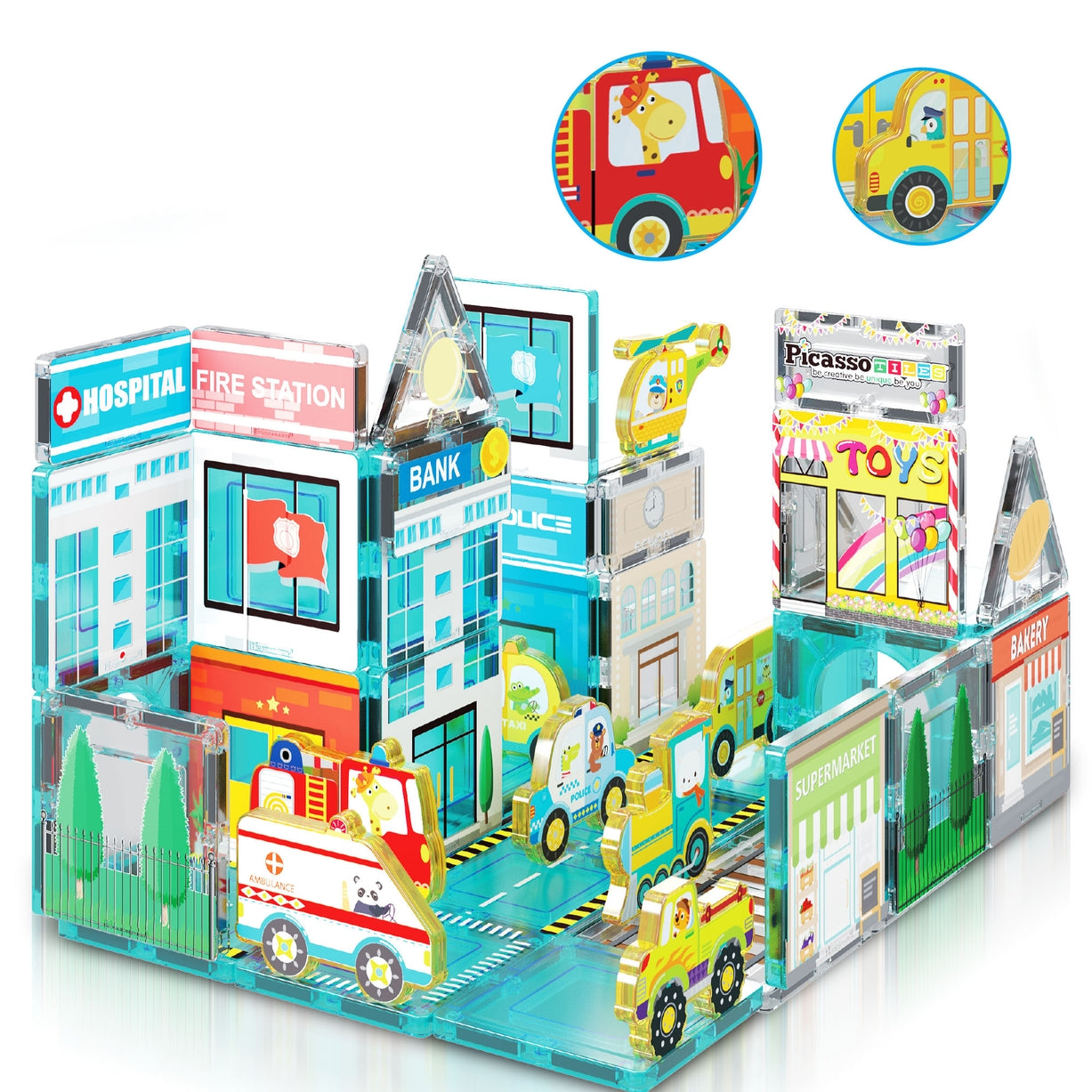 Magnetic Tiles Building Construction Blocks Metro City Town 50pc