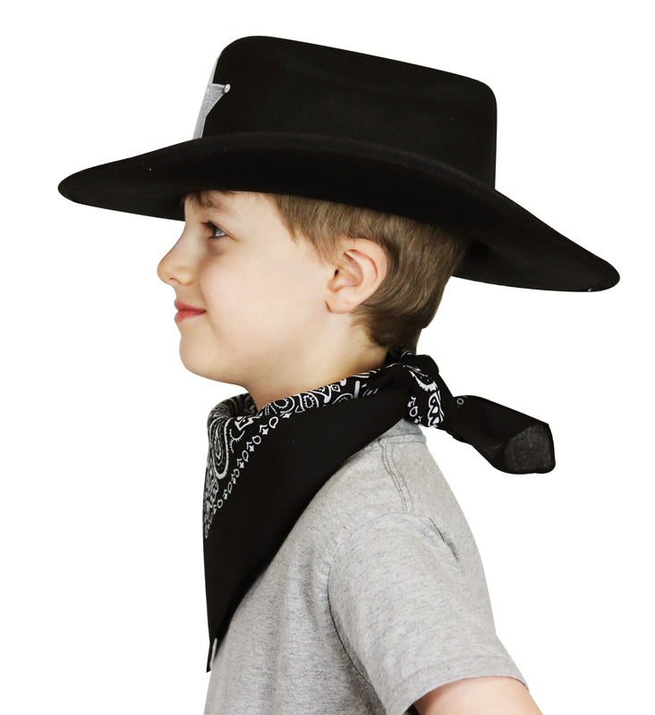 Jr. Cowboy Hat (Black) Sheriff w/Bandanna