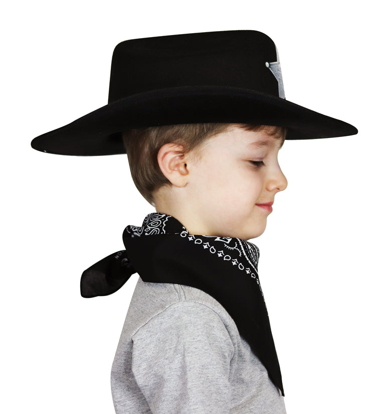 Jr. Cowboy Hat (Black) Sheriff w/Bandanna