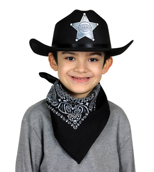 Jr. Cowboy Hat (Black) Sheriff w/Bandanna