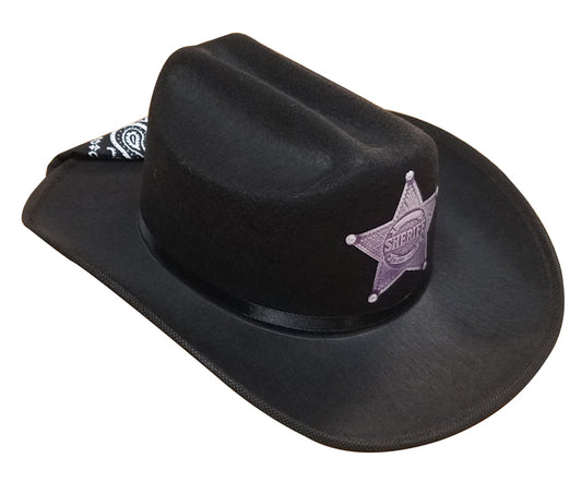 Jr. Cowboy Hat (Black) Sheriff w/Bandanna