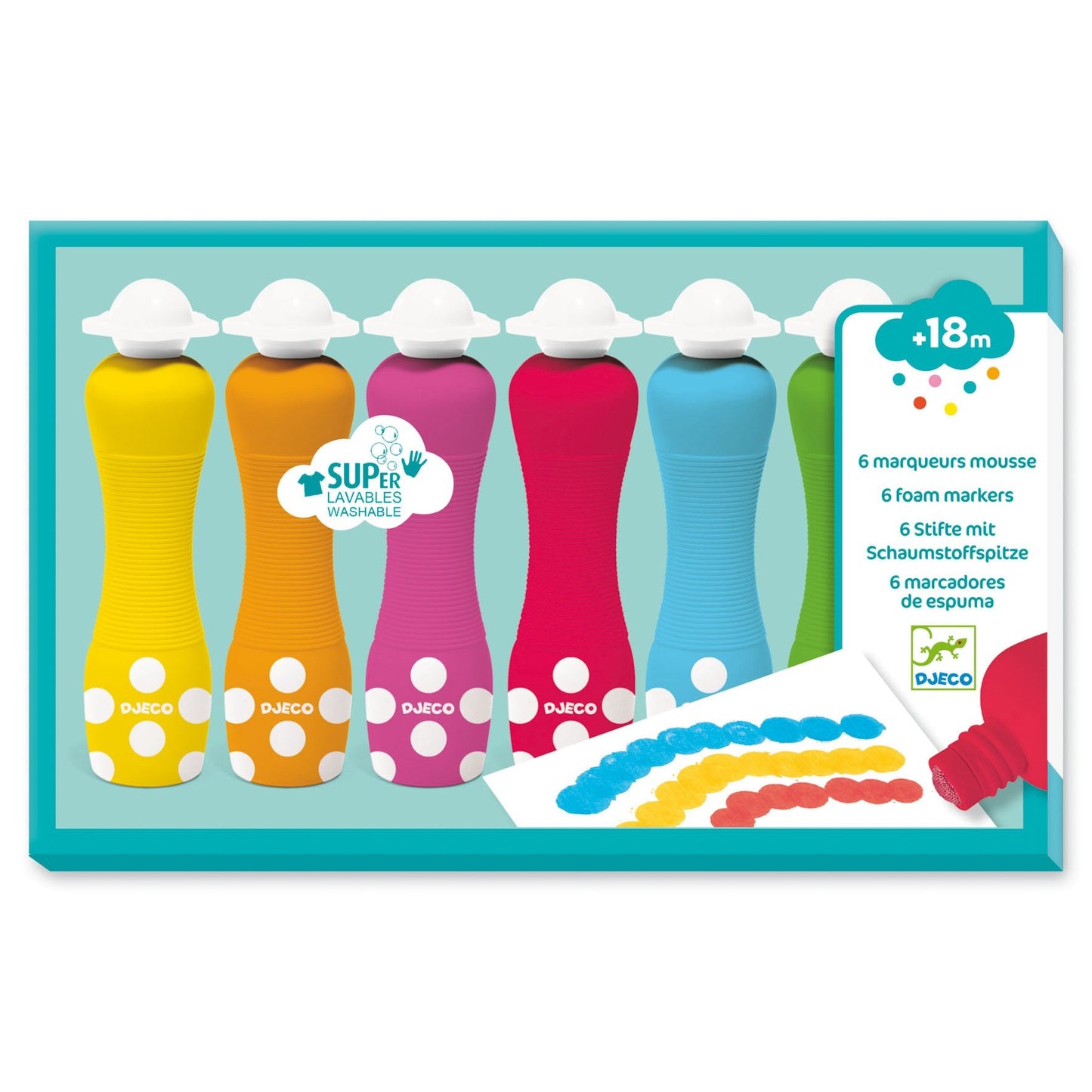 6 Foam Markers for Little Hands