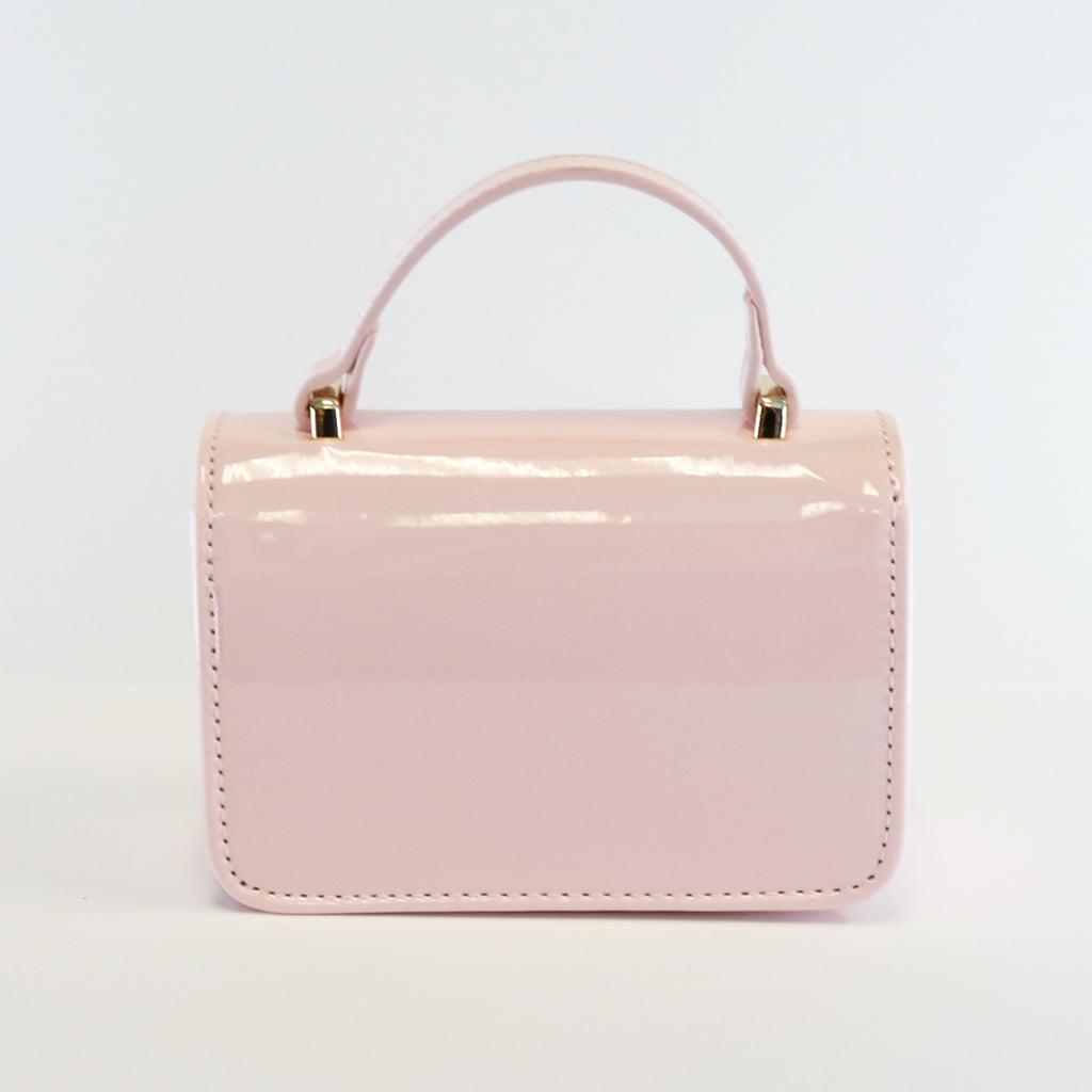 Floral & Charms Patent Leather Purse - Pink