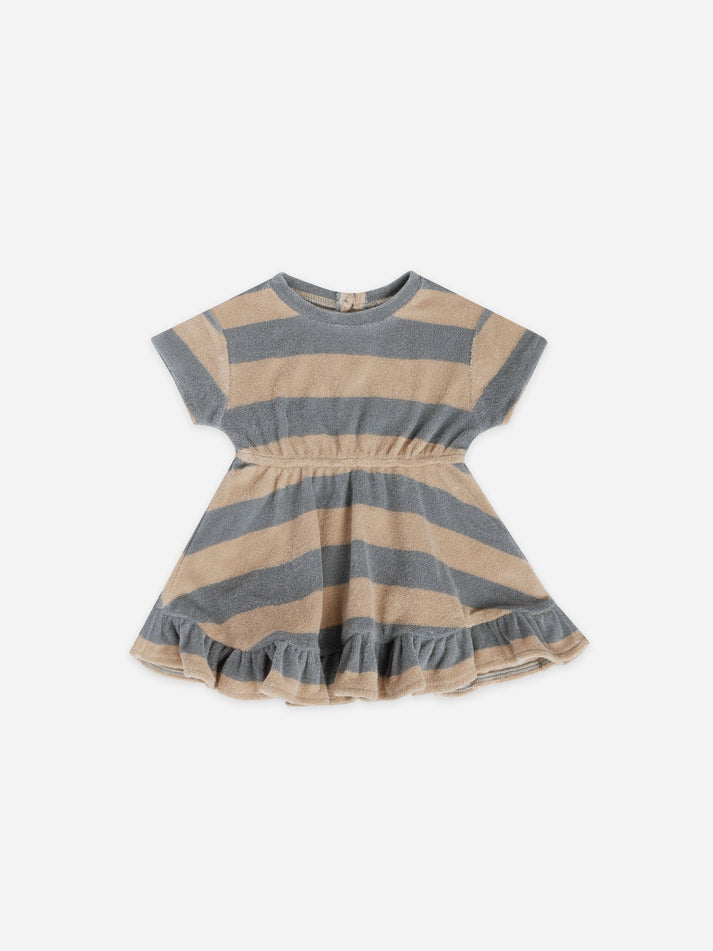 terry dress set | ocean + latte stripe