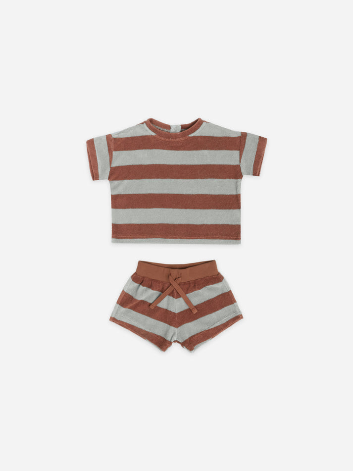 Terry Tee & Shorts Set | Sienna + Sky Stripe