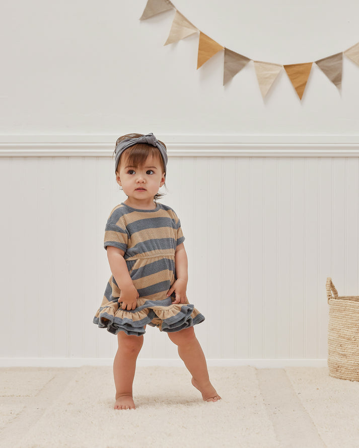 terry dress set | ocean + latte stripe