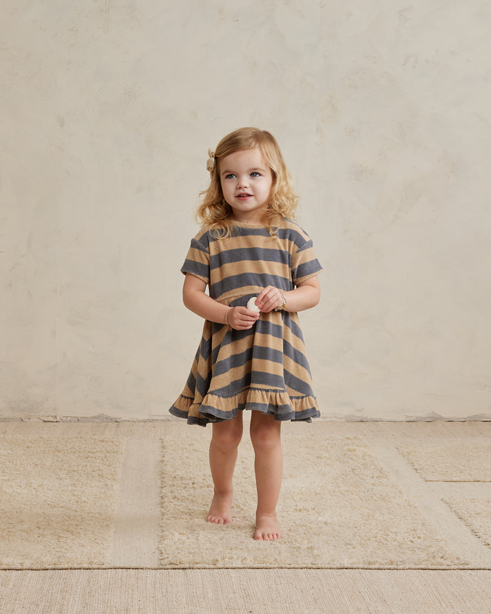 terry dress set | ocean + latte stripe