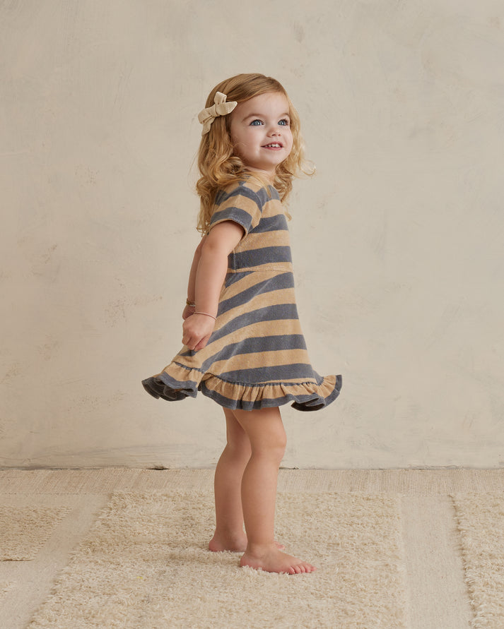 terry dress set | ocean + latte stripe