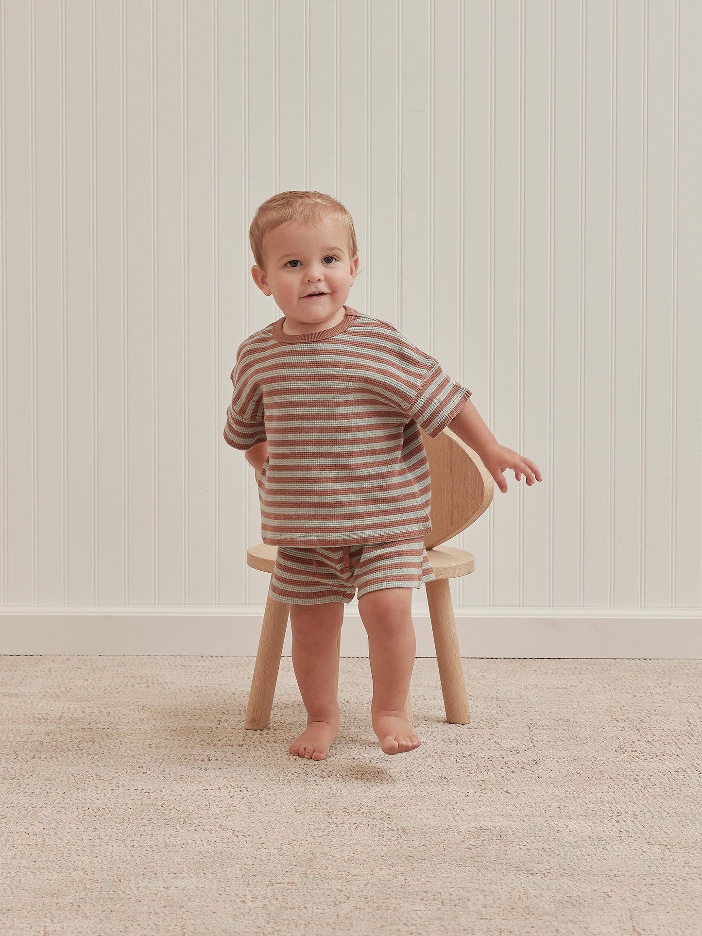 Waffle Short Set | Sienna, Sky Stripe