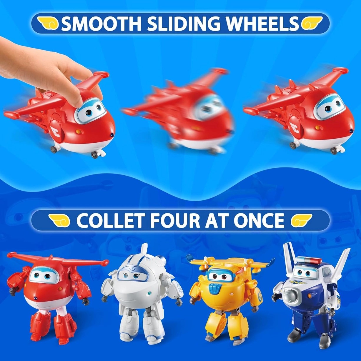 Super Wings 5" Transformers Toys 4-Pack Action Figure Robot