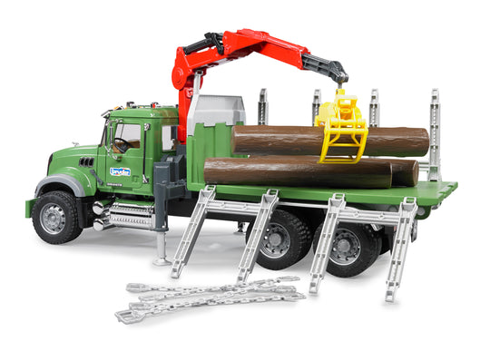 02824 Mack Granite Timber Truck w/ Loading Crane and 3 Trunks