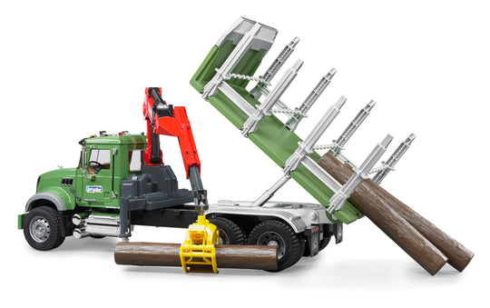 02824 Mack Granite Timber Truck w/ Loading Crane and 3 Trunks