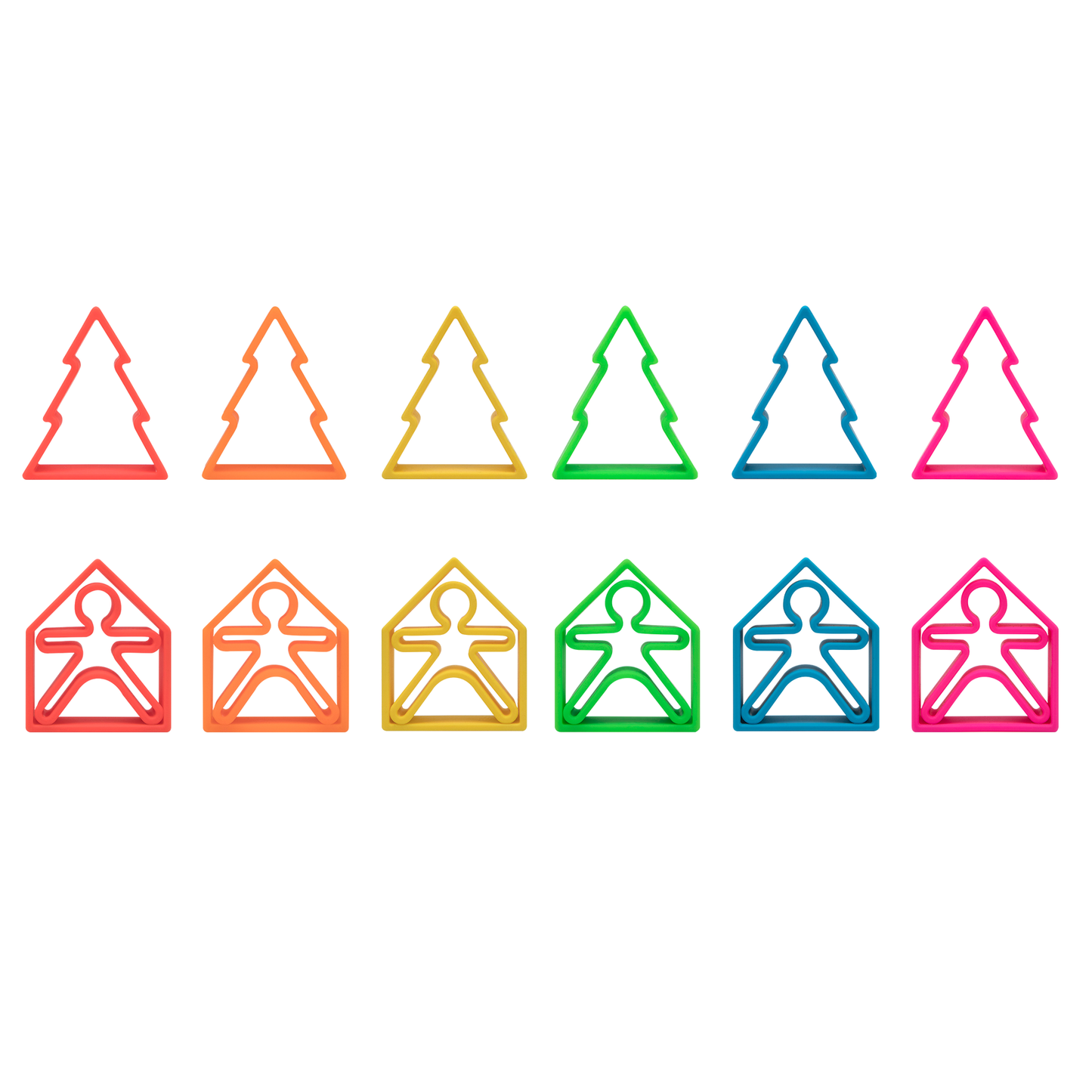 Neon Kids, Houses & Trees 6 Pack (Assorted Colors)