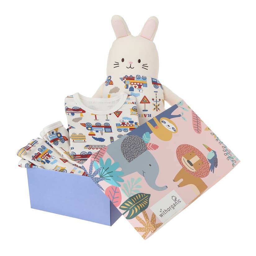 Organic Pajama Set with Matching Security Doll - Train World
