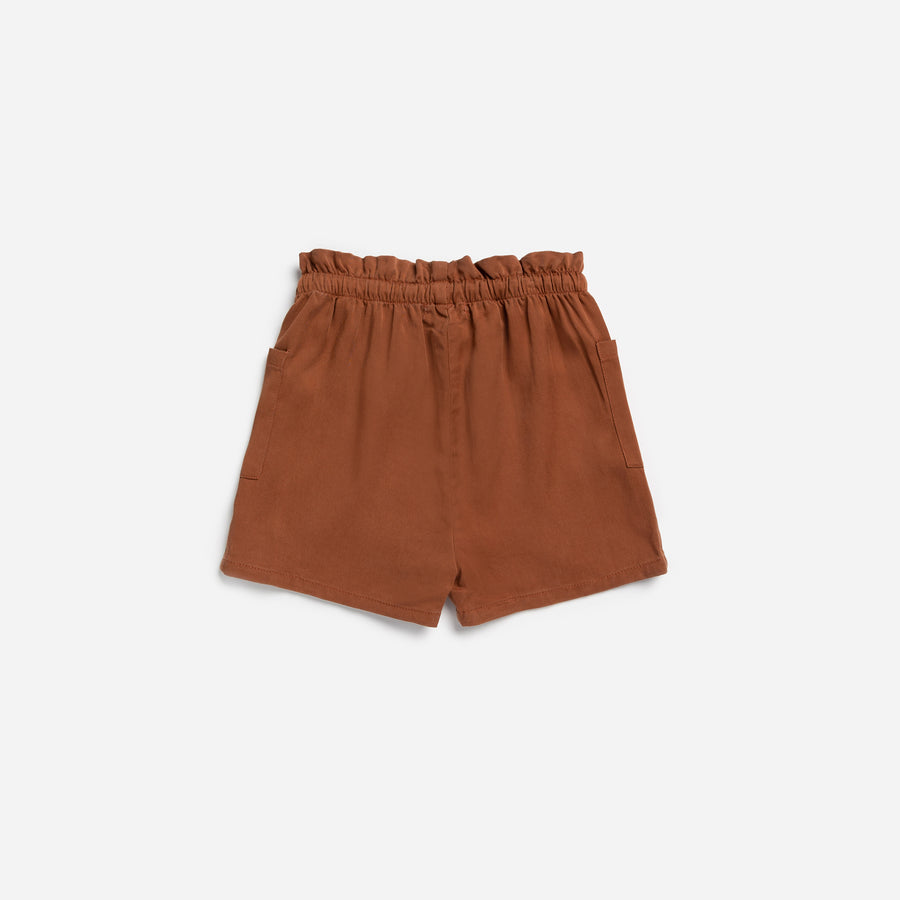 Sandstone Woven Lyocell Paperbag Waist Girl's Shorts