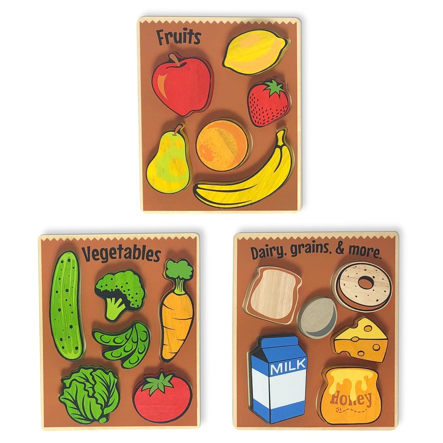 Food Puzzles 3-Pack - Chunky Pieces 6 piece Puzzles