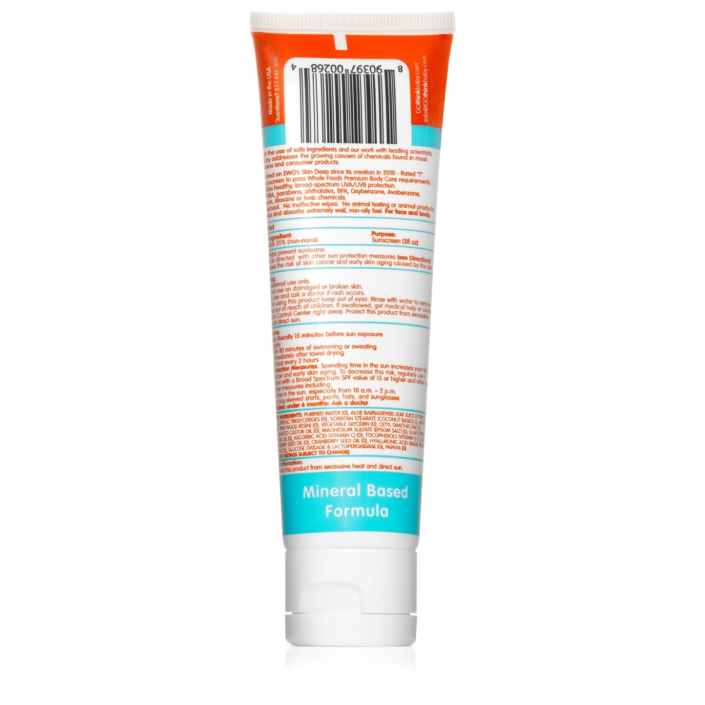 3oz Thinkbaby Safe Sunscreen Spf 50+