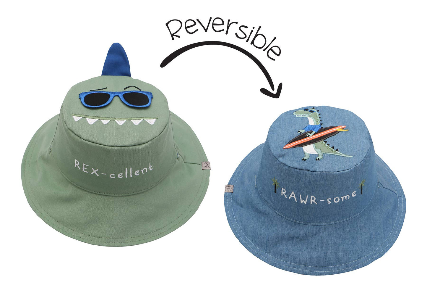 Kids UPF50+ Sun Hat - Dino/Surfer