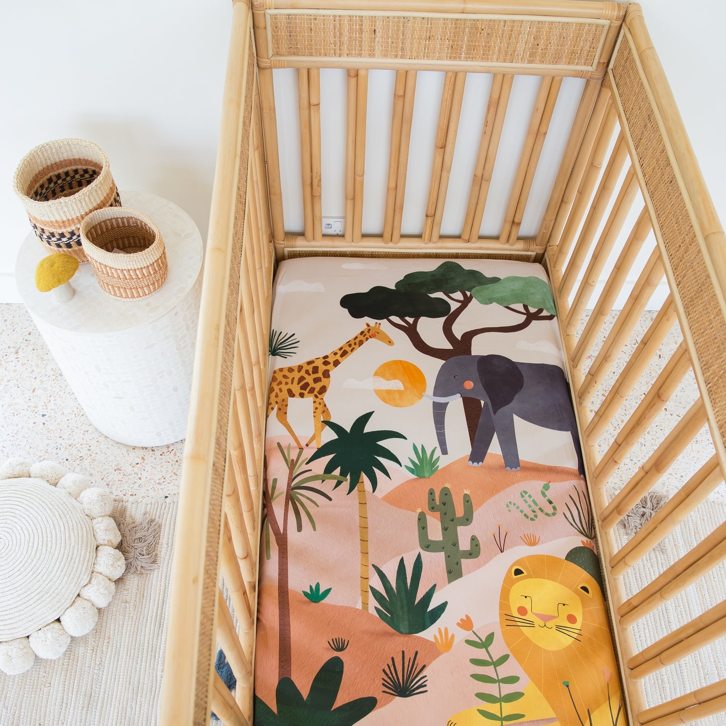 Cotton Sateen Crib Sheet: In The Savanna