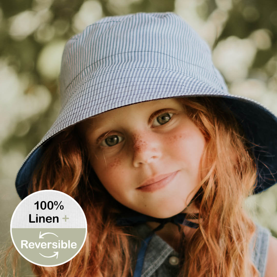 'Explorer' Kids Classic Bucket Sun Hat - Charlie / Indigo