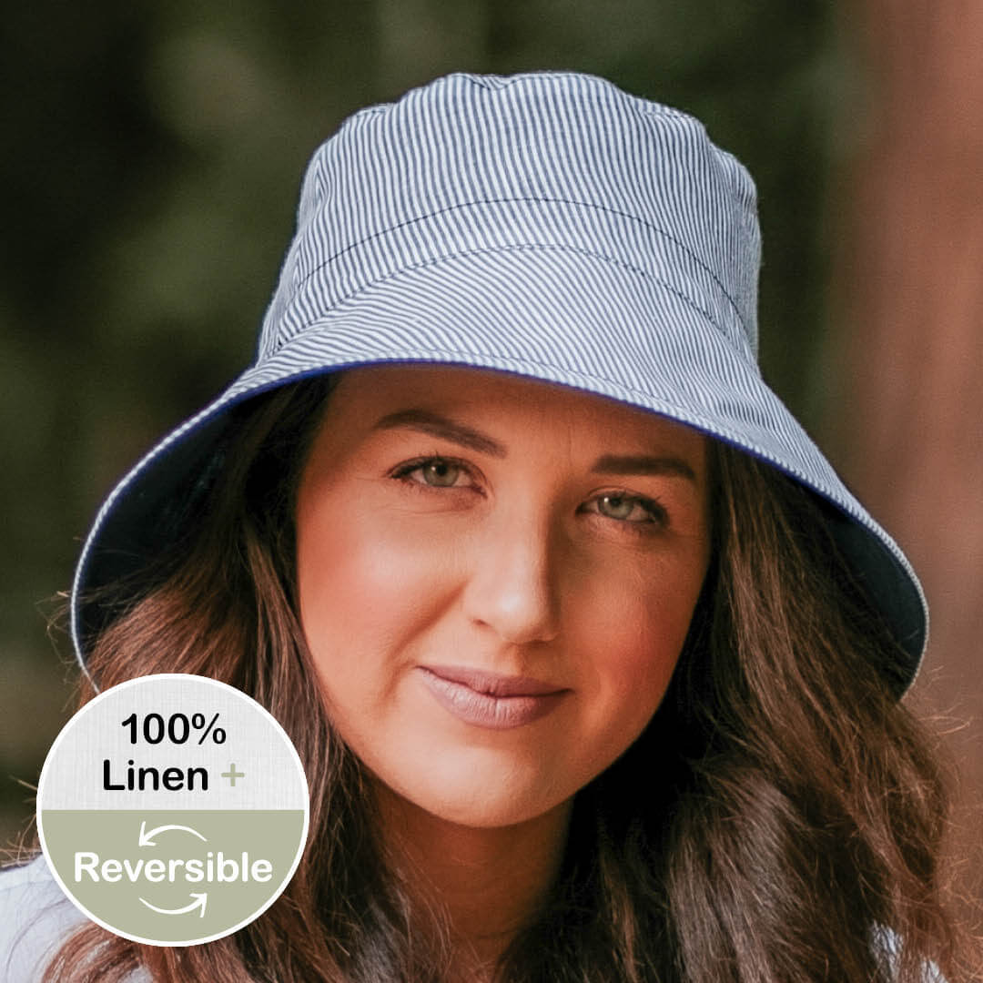 'Vacationer' Reversible Ladies Sun Hat - Charlie / Indigo