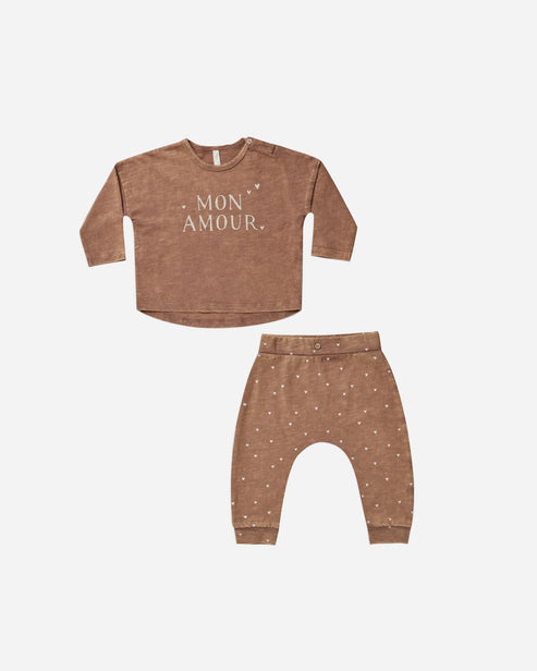 long sleeve tee + pant set || mon amour