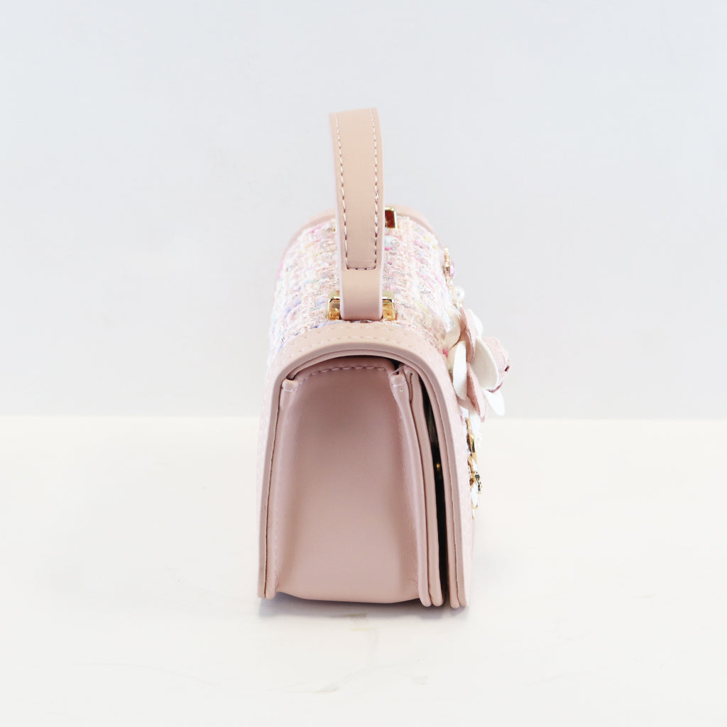 Floral & Charms Tweed Purse - PINK