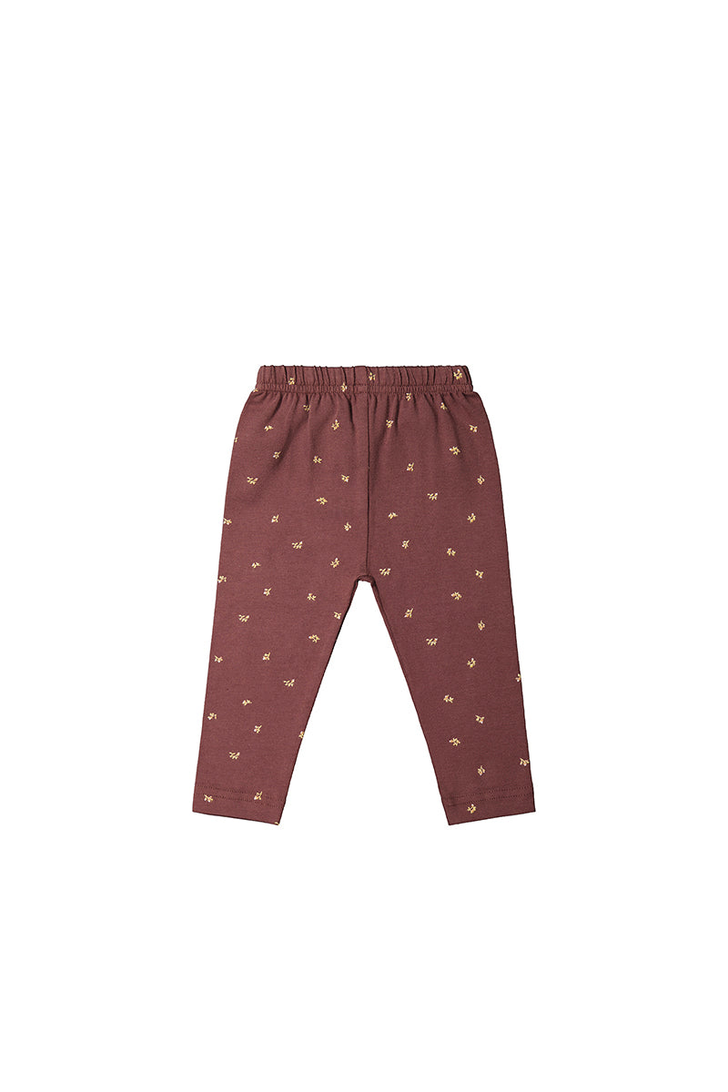 Organic Cotton Ana Legging - Lea Floral Deep Brown