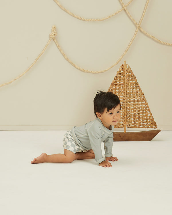 rashguard boys set | light blue check