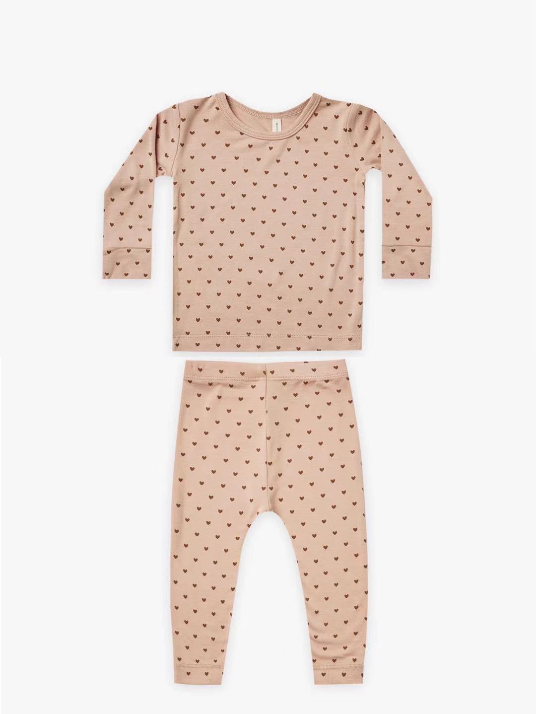 BAMBOO LONGSLEEVE TEE+LEGGINGS SET | HEARTS