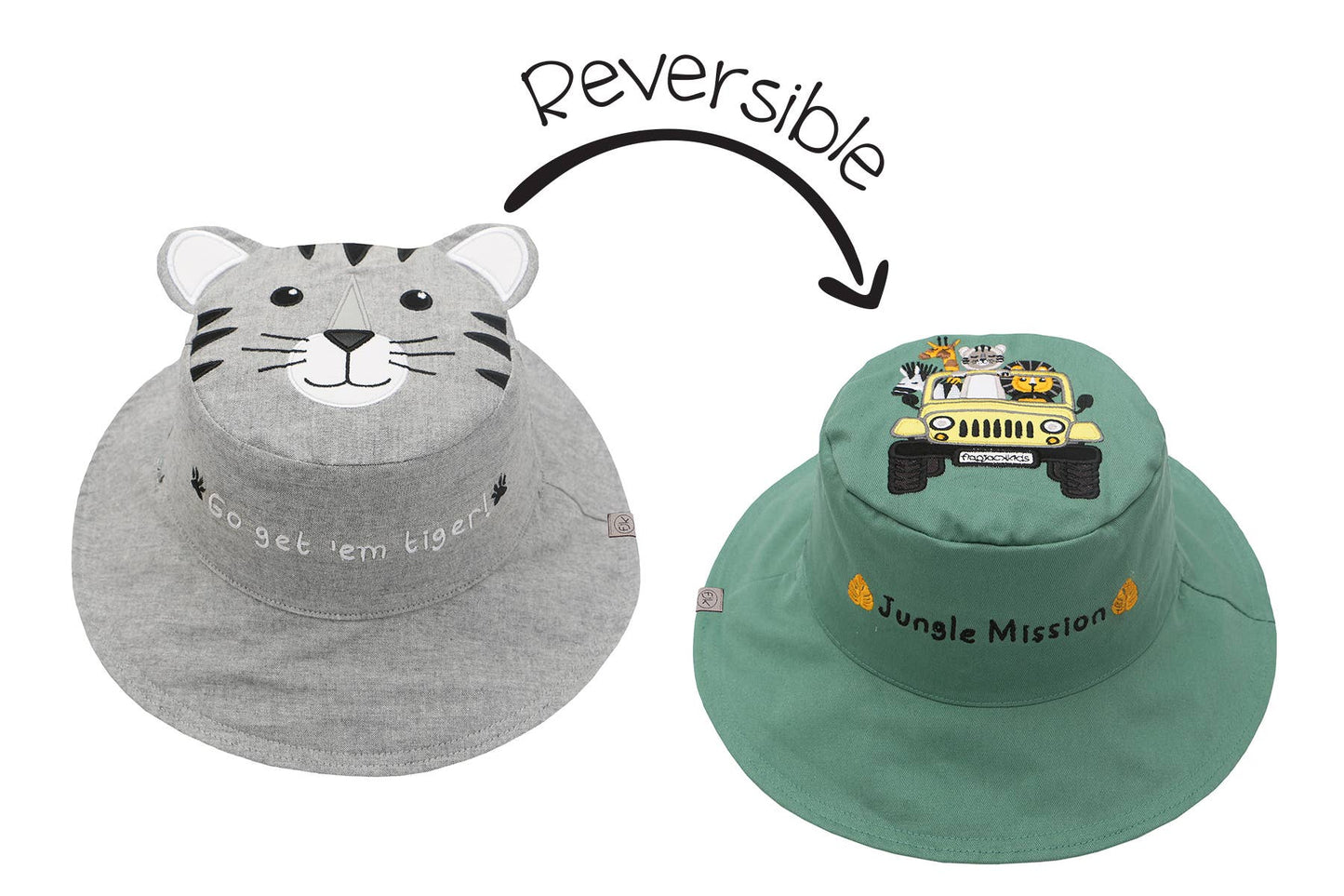 Kids UPF50+ Sun Hat - Tiger/Safari