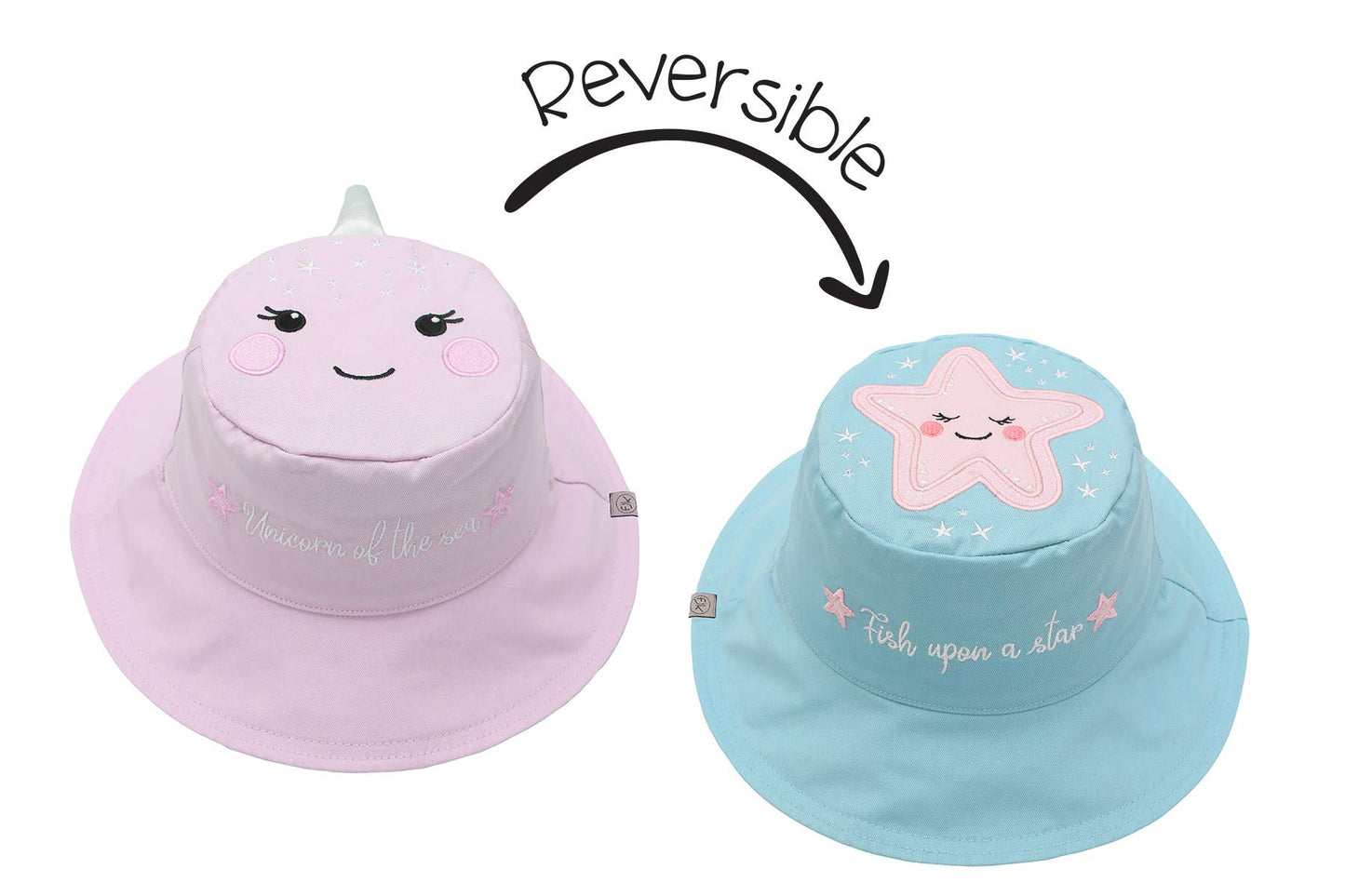 Kids UPF50+ Sun Hat - Narwhal/Starfish