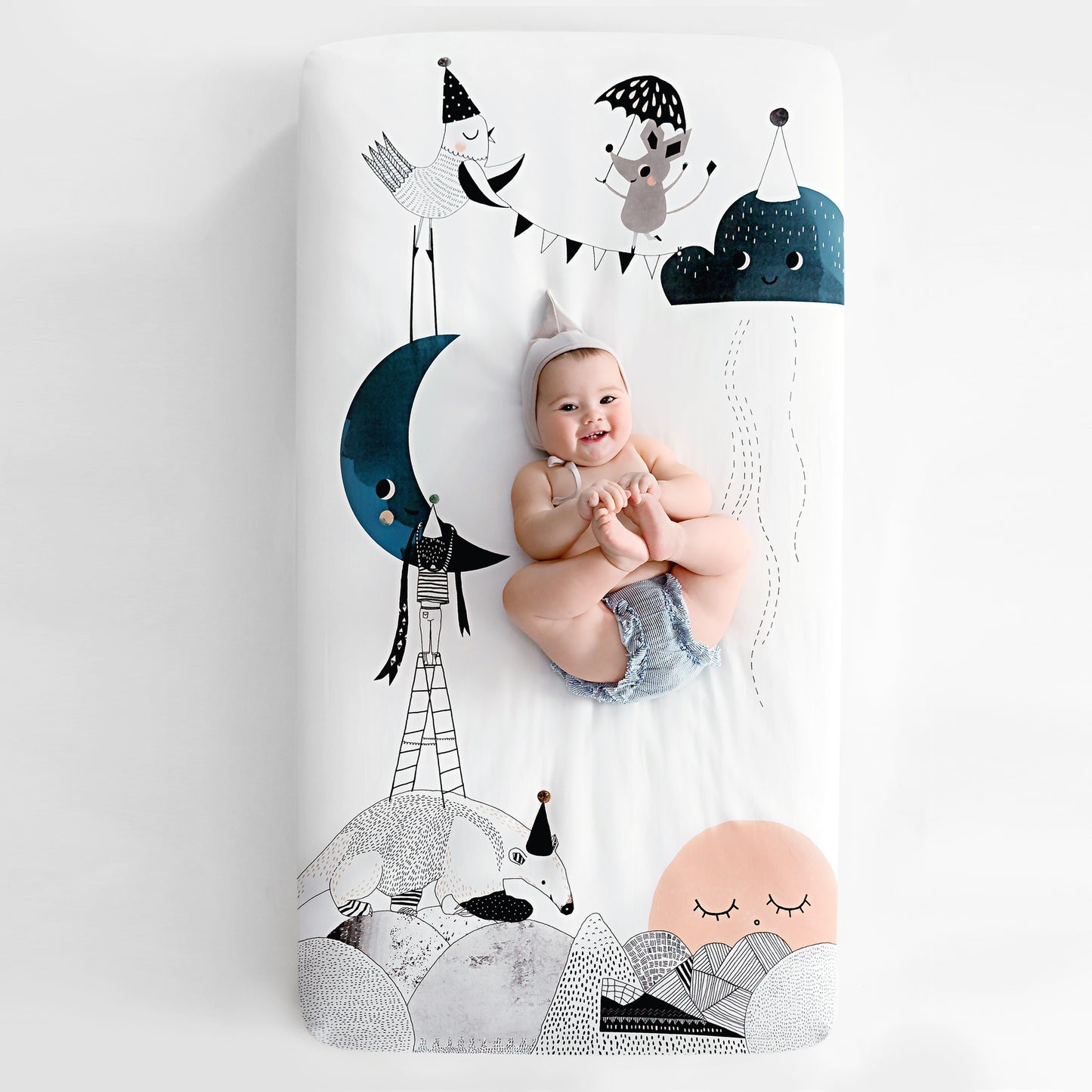 Cotton Sateen Crib Sheet: The Moon's Birthday