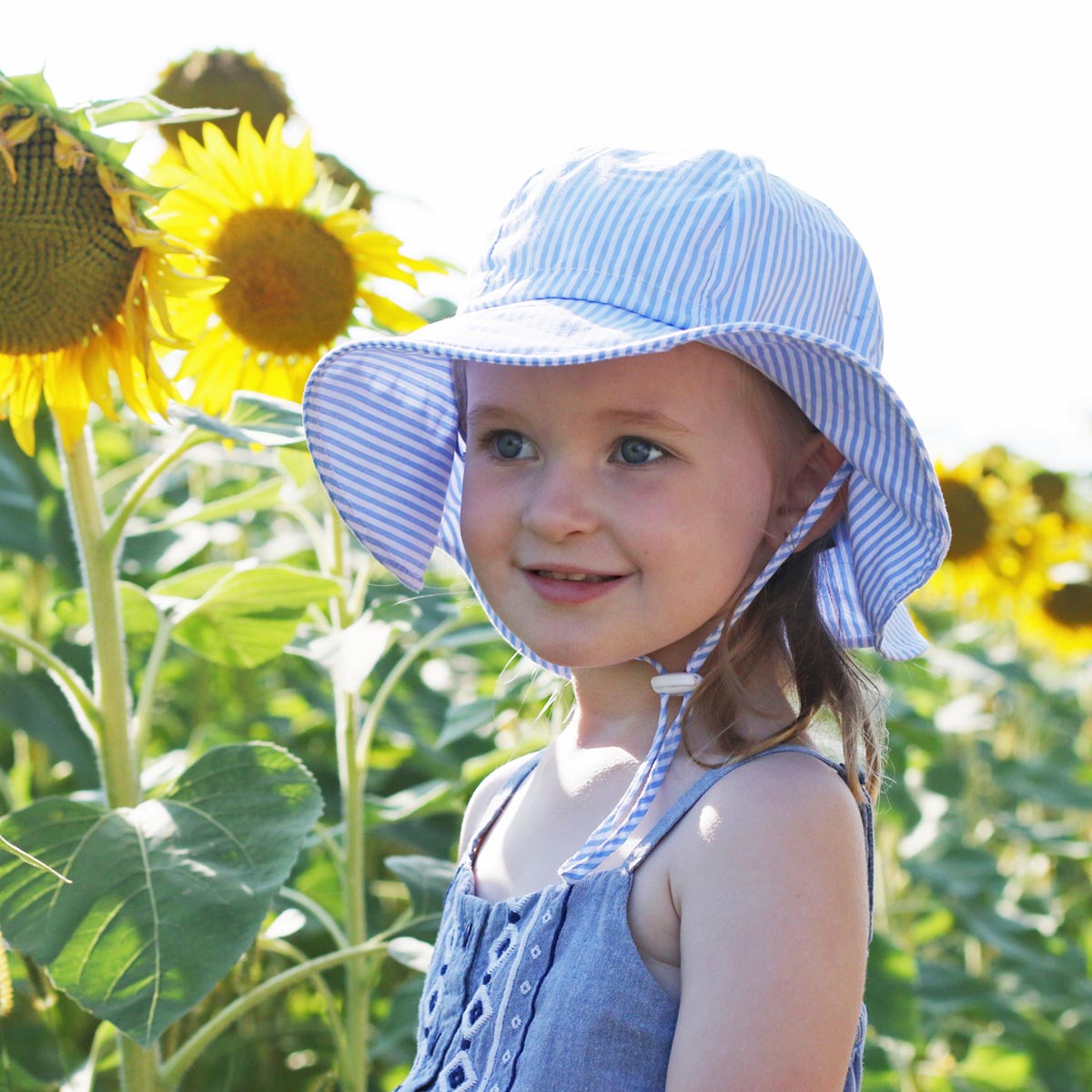 Blue Stripes | Cotton Floppy Sun Hat