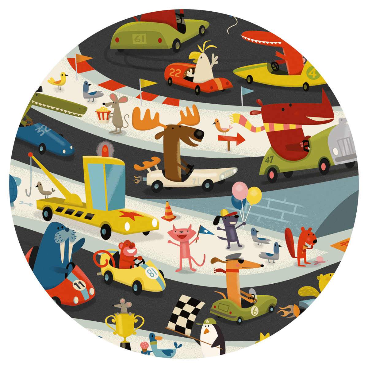 Automobile Rally 54pc Observation Jigsaw Puzzle + Poster