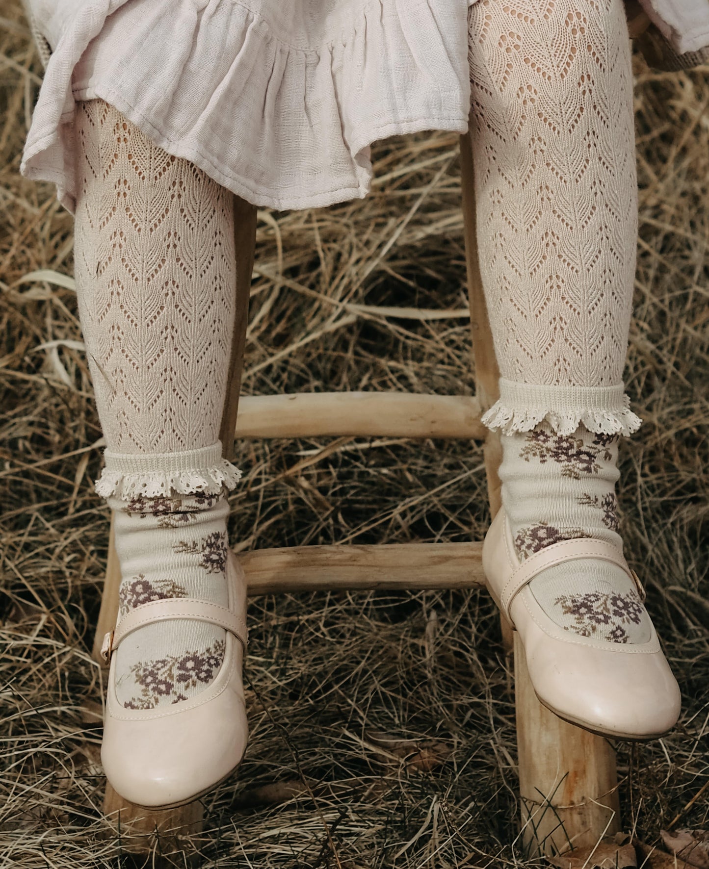 Frill Ankle Sock - Daisy Garden Taupe