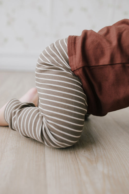 Organic Cotton Fine Rib Leo Pant - Canteen Mini Stripe