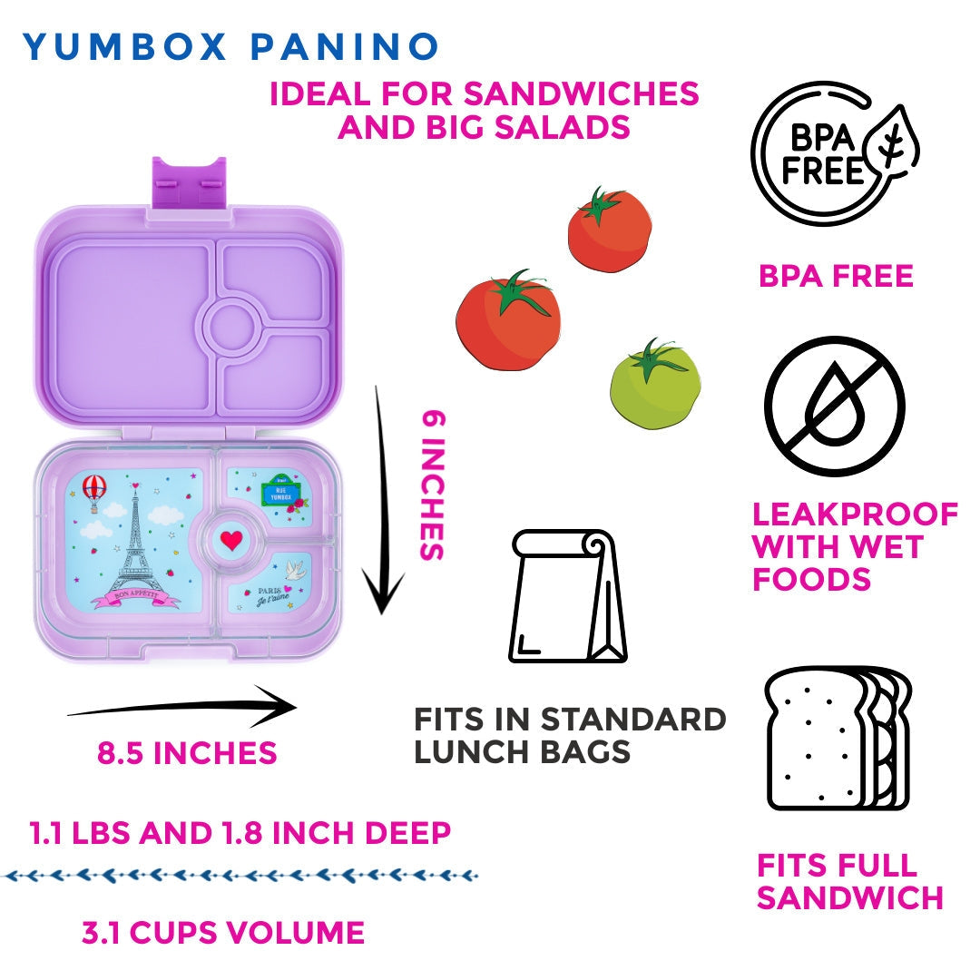Leakproof Sandwich Friendly Bento Box - Yumbox Lulu Purple