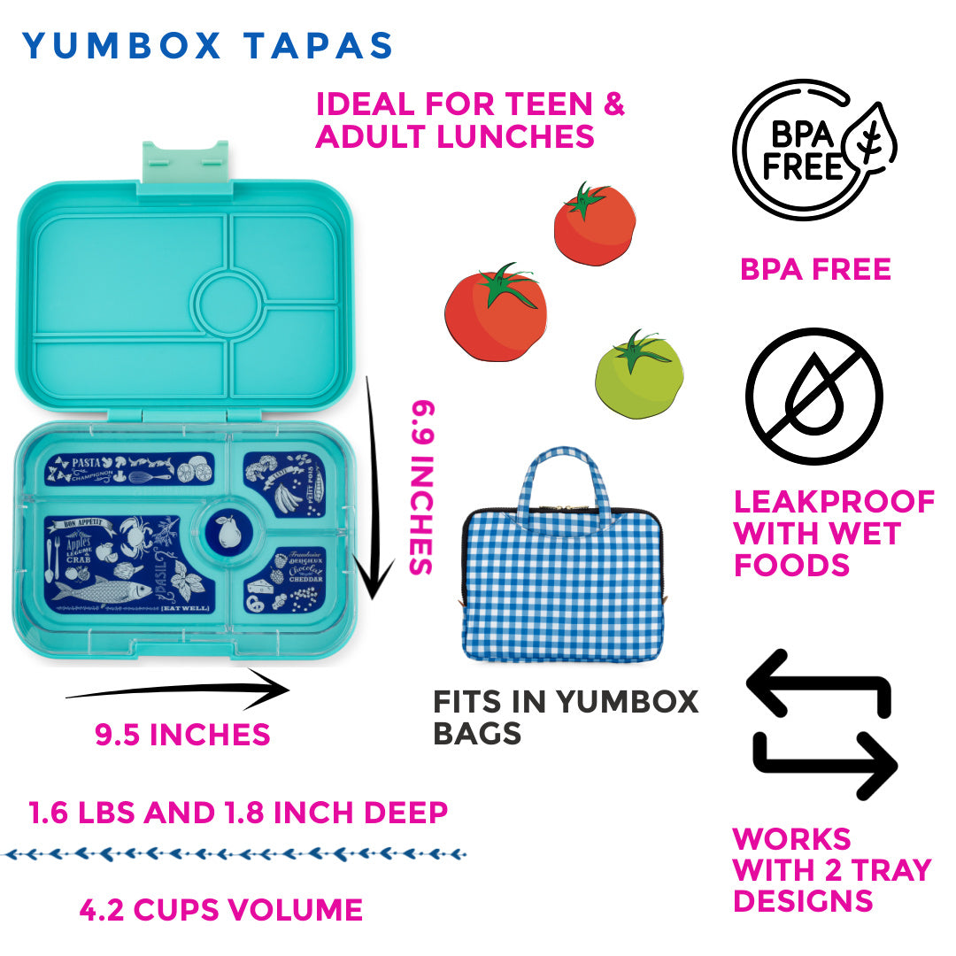 Leakproof Large Bento Lunch Box For Kids and Adults - Yumbox Tapas True Blue