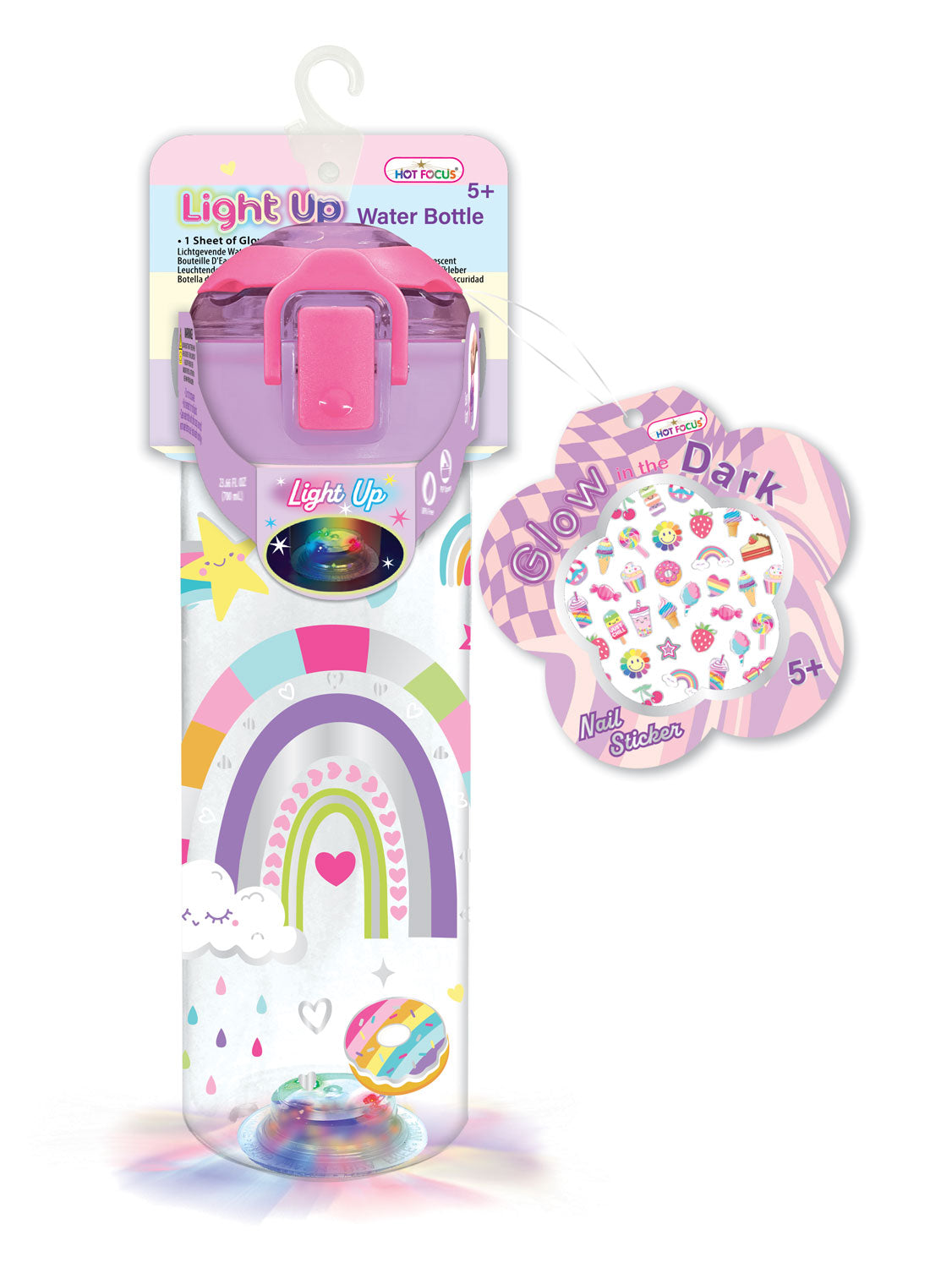 Light Up Water Bottle 23.66 FL OZ/700ml, Rainbow 419RB