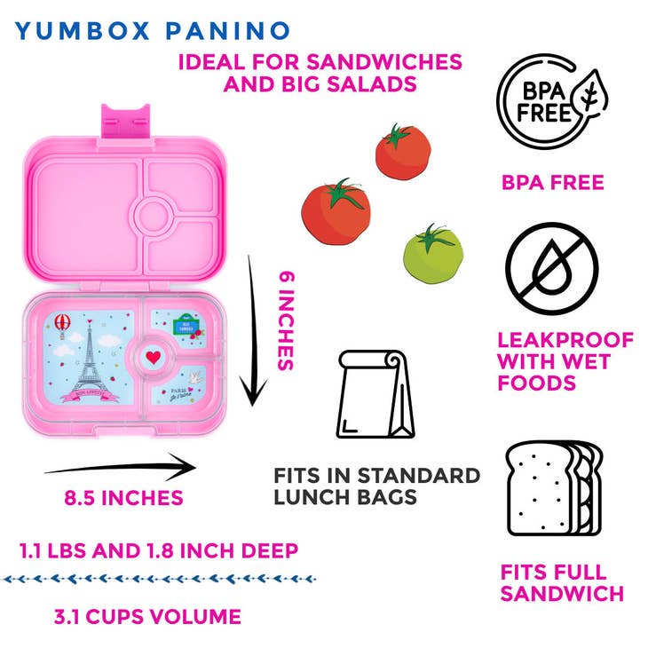 Leakproof Sandwich Friendly Bento Box - Yumbox Fifi Pink