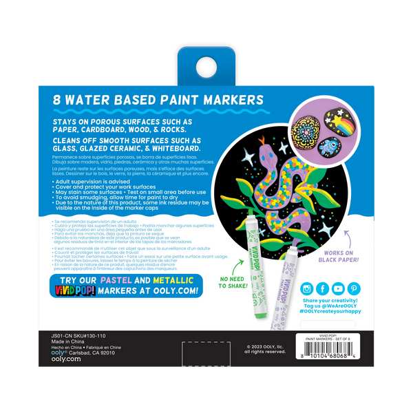 Vivid Pop! Water Based Paint Markers - Set of 8