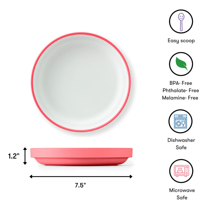 OMIE Easy Scoop Plate Set - 3 Plates + 2 Dividers Pink