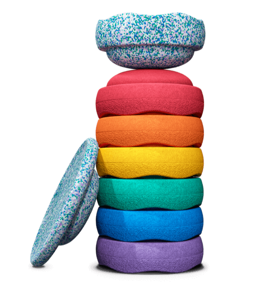 FREE SHIPPING SPECIAL!  Stapelstein® Winter Complete Rainbow Set with Free Balance Board